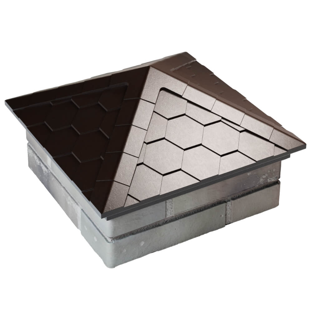 Колпак Zking Эверест Коричневый на столб 1.5х1.5 кирпича (390х390мм) в Бузулуке фото