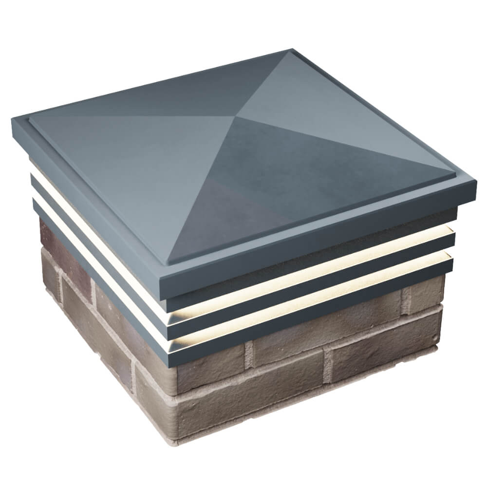 Колпак Zking Бона ХайТек Серый на столб 1.5х1.5 кирпича (385х385мм) с подсветкой в Бузулуке фото