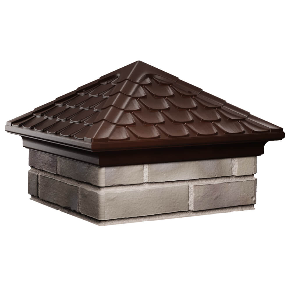 Колпак Zking Эльбрус Коричневый на столб 1.5х1.5 кирпича (385х385мм) в Бузулуке фото
