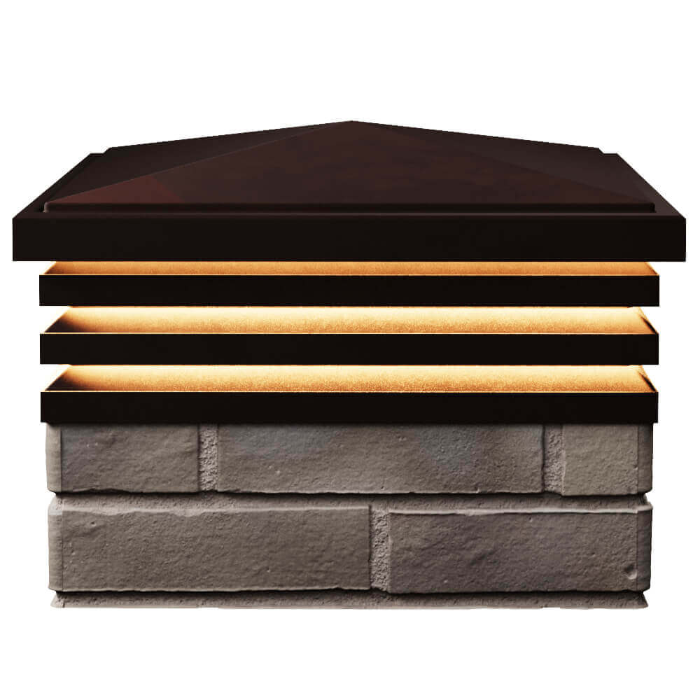 Колпак Zking Бона ХайТек Коричневый на столб 1.5х1.5 кирпича (385х385мм) с подсветкой в Бузулуке фото